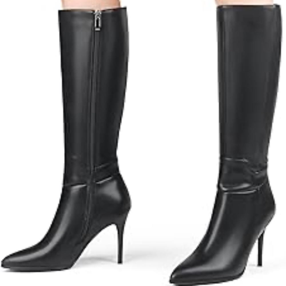 MERUMOTE Women's Thin Heels Sexy Black Boot